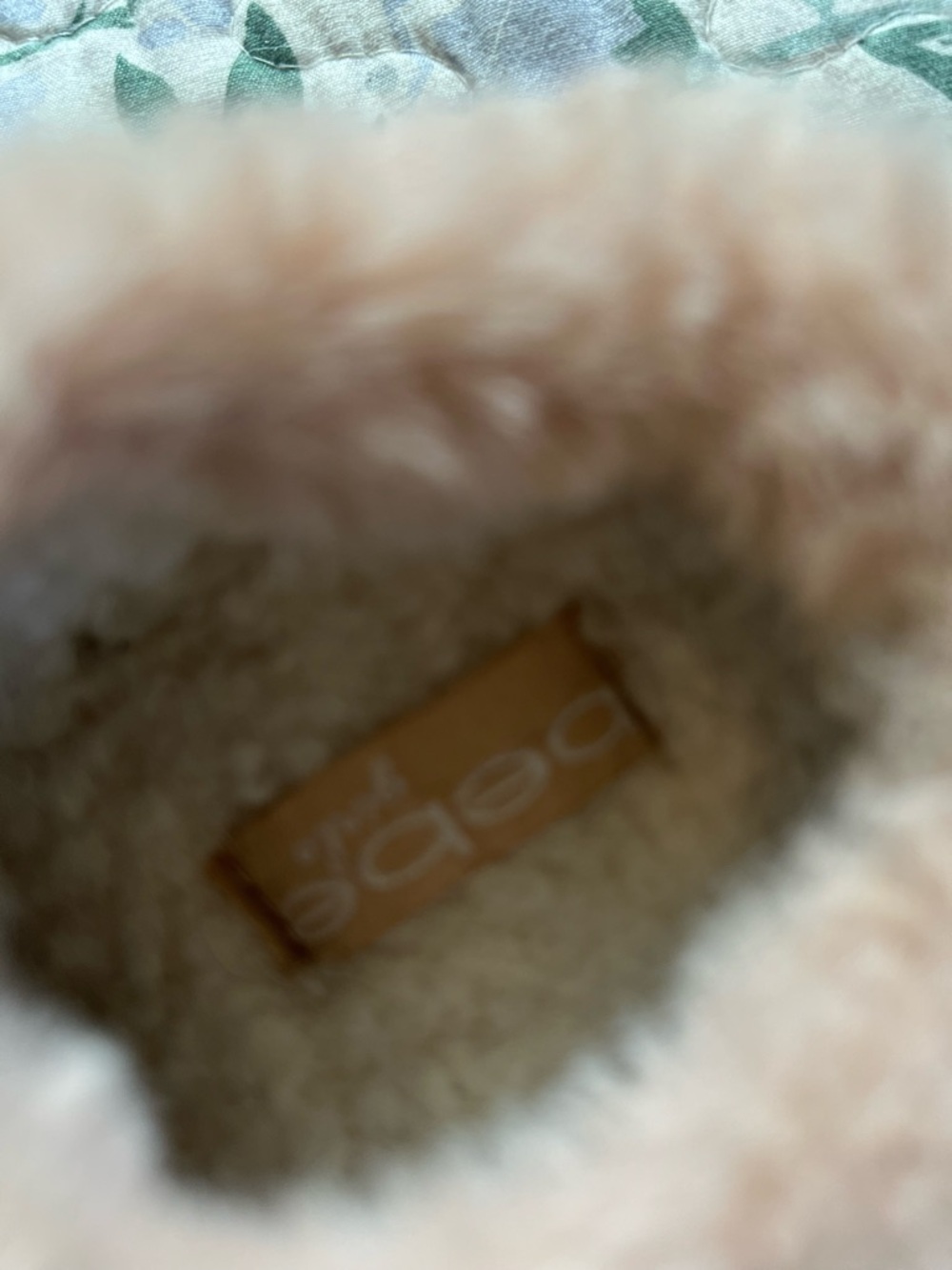 bebe Kids Cream and Pale Pink Fuzzy Slippers